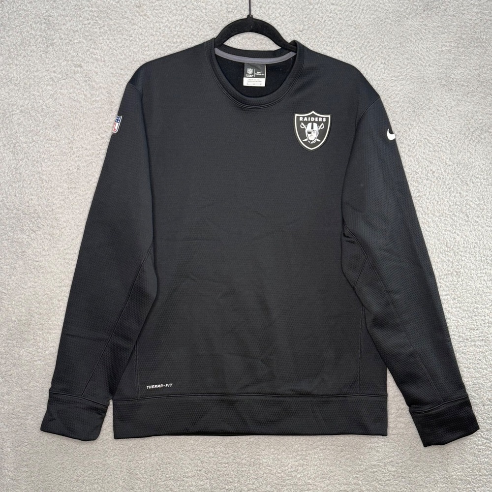 Nike NFL Oakland Raiders Therma-FIT Black Sweatshirt Mens Medium 629866-010